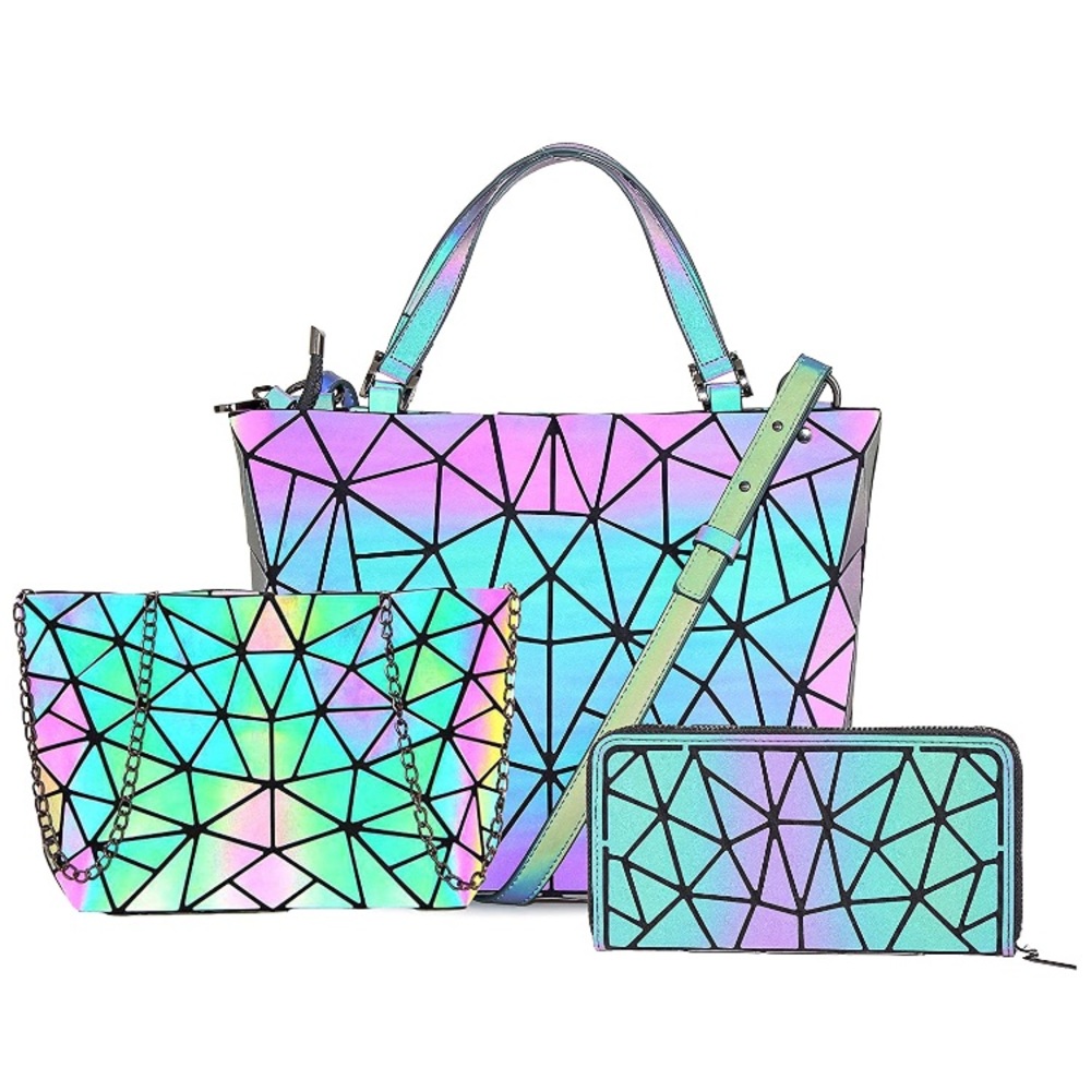 3 Pcs Luminous Geometric Purses-Wallet - Picture 1 of 7